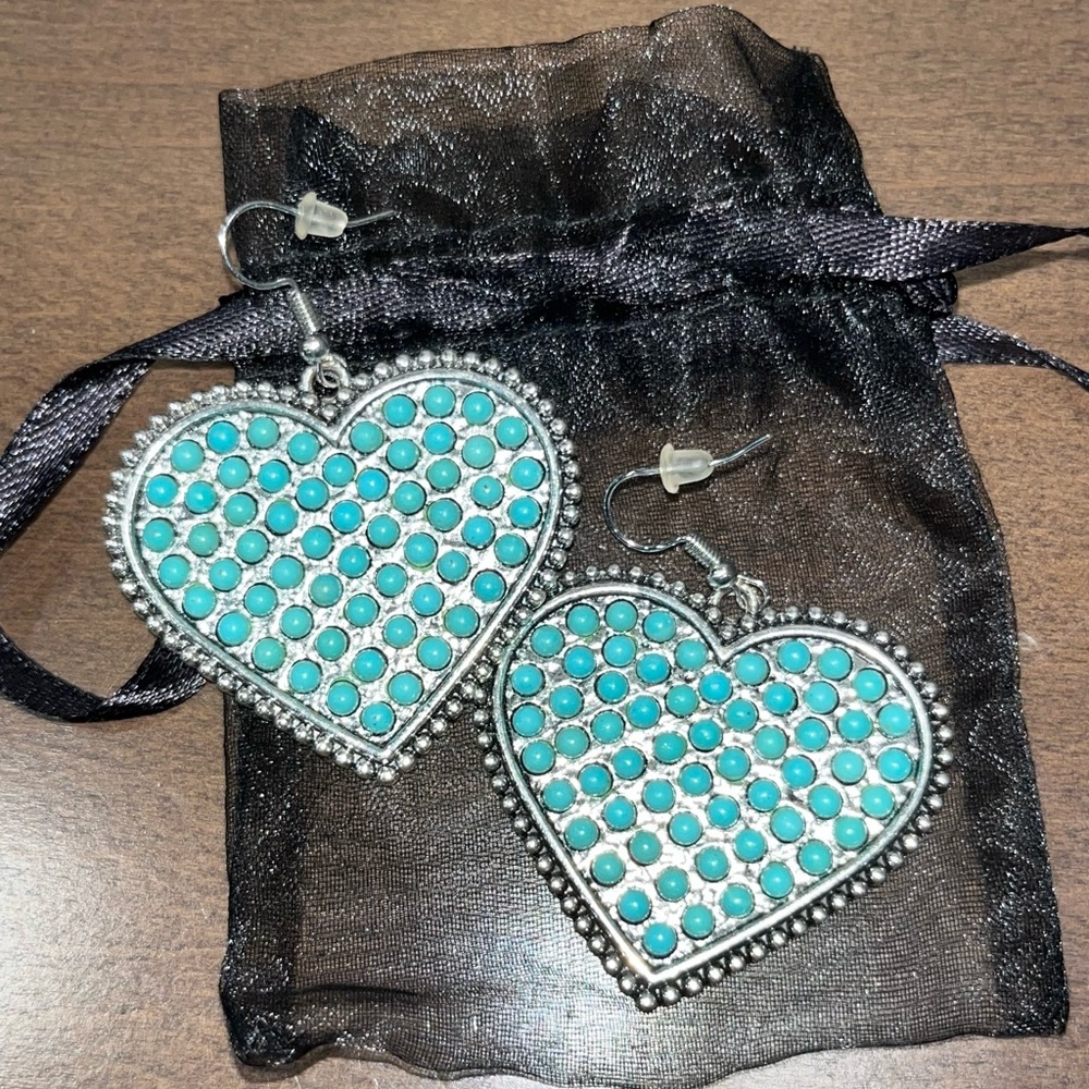Earrings - Turquoise Heart